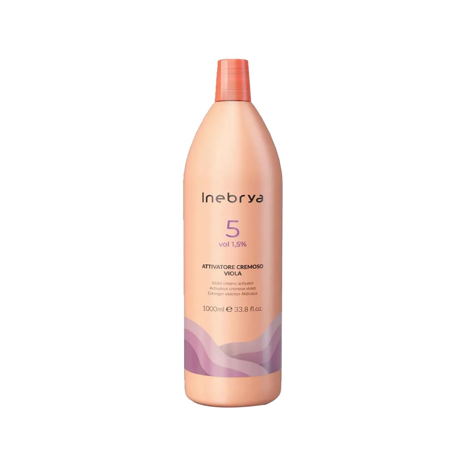 Inebrya Professional Hair Developer & Oxidizing Cream - 1.5% 5 Volume, 1000ml, Violet Color for Hair Coloring & Bleaching Inebrya Violet Hair Developer & Oxidizer - 1.5%, 1000ml hair developer, oxidizing cream, hair coloring product, professional hair care, hair bleach developer, hair care, violet hair developer, 1.5% concentration, 5 Volume developer, cream formulation, 1000ml, large volume, professional hairstylist, at-home hair coloring, hair coloring kit, bleaching kit