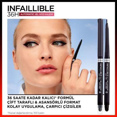 Loreal Paris Infaillible: Automatic Gel Matte Black Eyeliner - Waterproof, Smudge-Proof, & Long-Lasting 36H Definition Loreal Paris Eyeliner - Matte Black, Waterproof & Long-Lasting Loreal eyeliner, automatic gel eyeliner, matte black eyeliner, waterproof eyeliner, long lasting eyeliner, smudge proof eyeliner, retractable eyeliner, black gel eye pencil, 36 hour eyeliner, smoky eye makeup, eyeliner, gel eyeliner, black eyeliner, waterproof eye makeup, smudge proof eye makeup, long lasting eye makeup, retract
