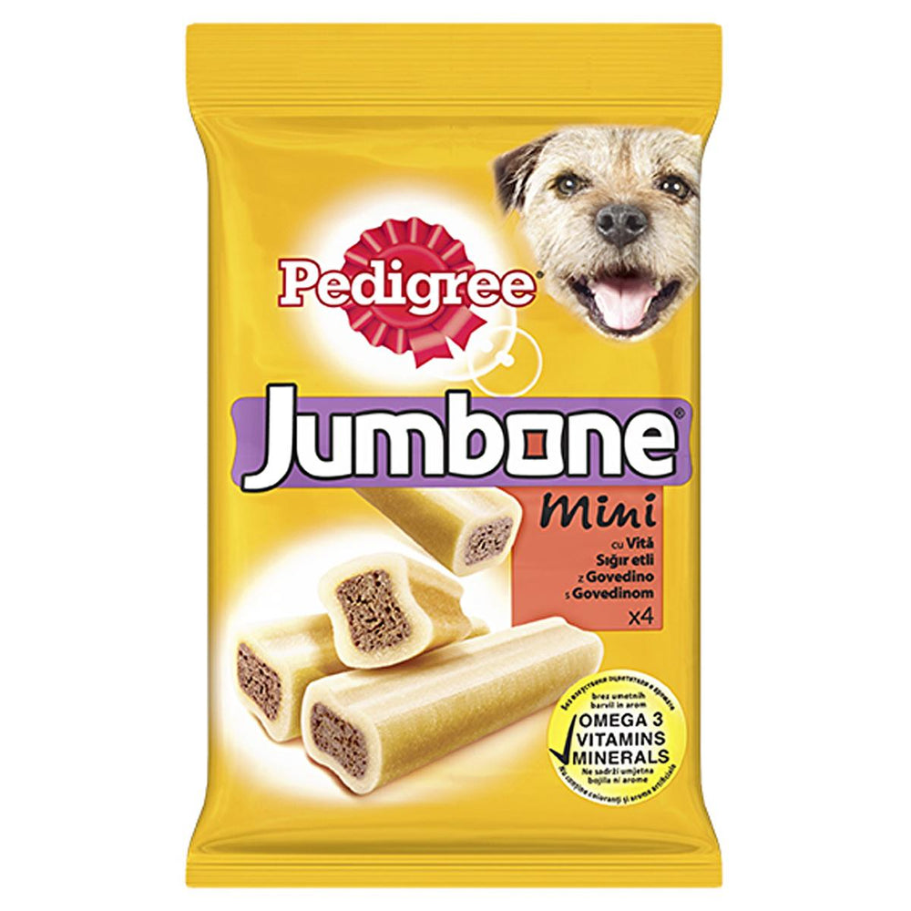 Pedigree Jumbone Mini Dog Treats - Healthy Snacks for Dogs with Vitamins, Calcium & Omega 3 - 160g - Vitamin & Supplement