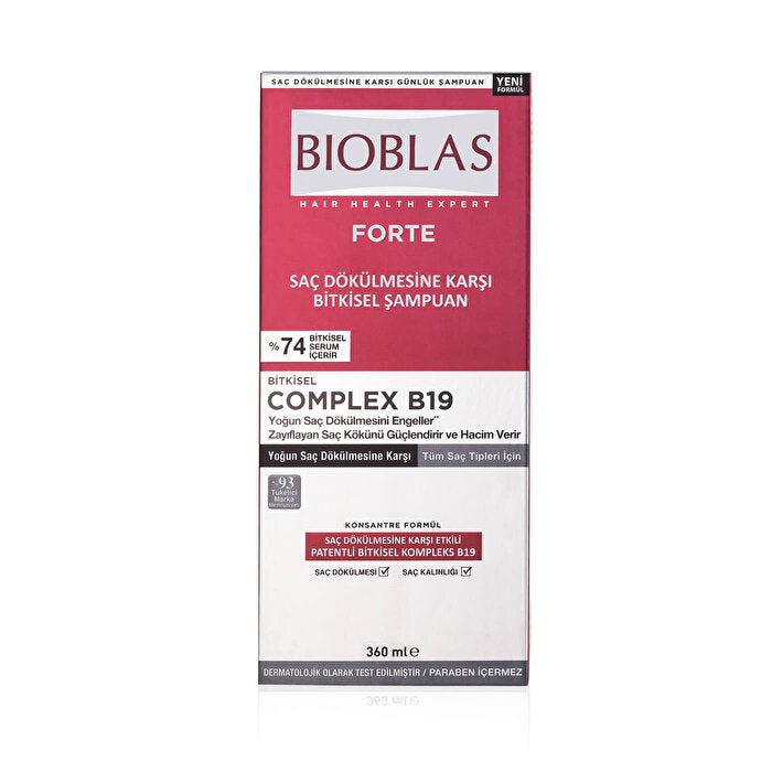 Bioblas Forte Shampoo 360ml - Intensive Hair Loss Treatment | Herbal Complex - Shampoo