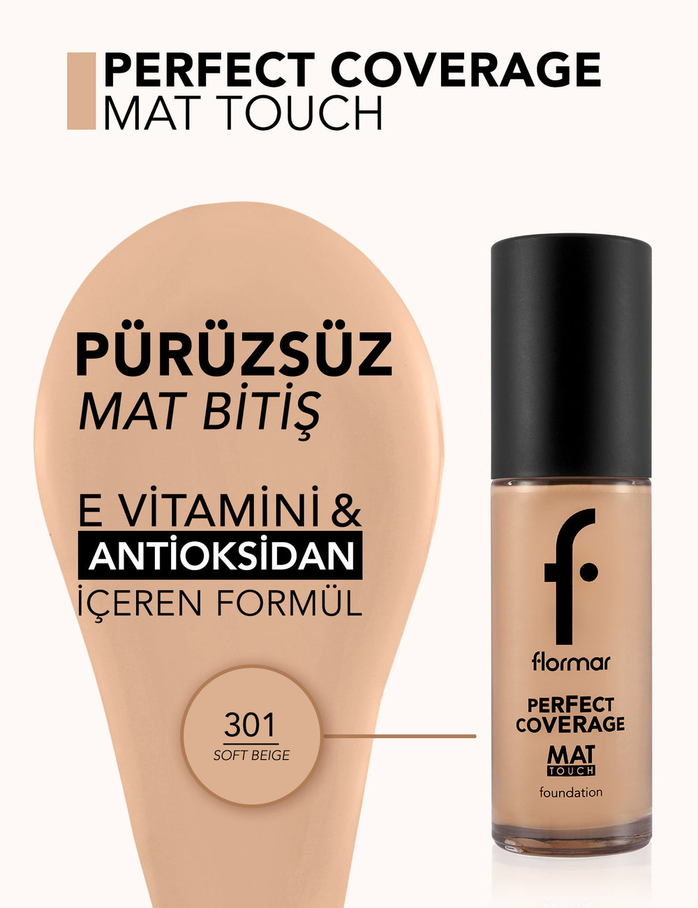 Flormar Mat Touch Foundation with Vitamin E 30ml