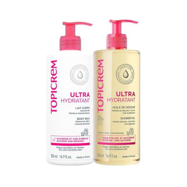 Topicrem Ultra-Hydrating Body Milk & Shower Oil Set 500ml