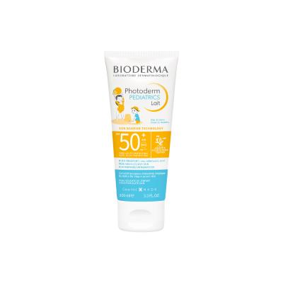 bioderma photoderm pediatrics lait spf50+ sunscreen 100 ml bottle, bioderma pediatrics sunscreen application on child's skin Bioderma Photoderm Pediatrics Lait SPF50+ | 100 ml Bioderma Photoderm Pediatrics SPF50+ Sunscreen bioderma, pediatrics-sunscreen, spf50, children-sunscreen, baby-sunscreen, uv-protection, fragrance-free, non-sticky, water-resistant, ai-generated