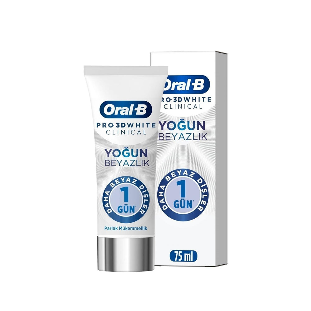 Oral-B Pro 3D White Clinical Toothpaste for Whitening Teeth - 75ml, Parlak Beyaz Variant Oral-B Pro 3D White Clinical Toothpaste - Whitening & Oral Care Oral-B toothpaste, whitening toothpaste, clinical toothpaste, Pro 3D White, Parlak Beyaz Diş Macunu, oral care, teeth whitening, Oral-B Pro 3D White Clinical, shining white toothpaste, 75ml toothpaste, travel size toothpaste, trusted oral care brand