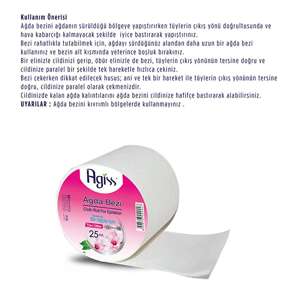 Agiss 25m Cotton Waxing Strip Roll for Effective Hair Removal - Gentle, Convenient, At-Home Waxing - Hair Reducing Products