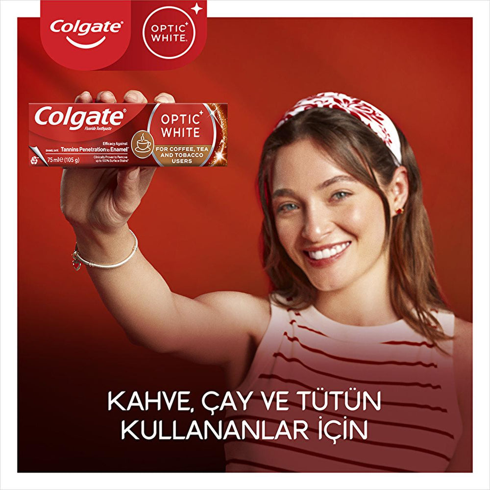 Colgate Optic White Whitening Toothpaste for Coffee & Tea Drinkers, Smokers - Gentle on Enamel, 2.54 fl oz - view 4