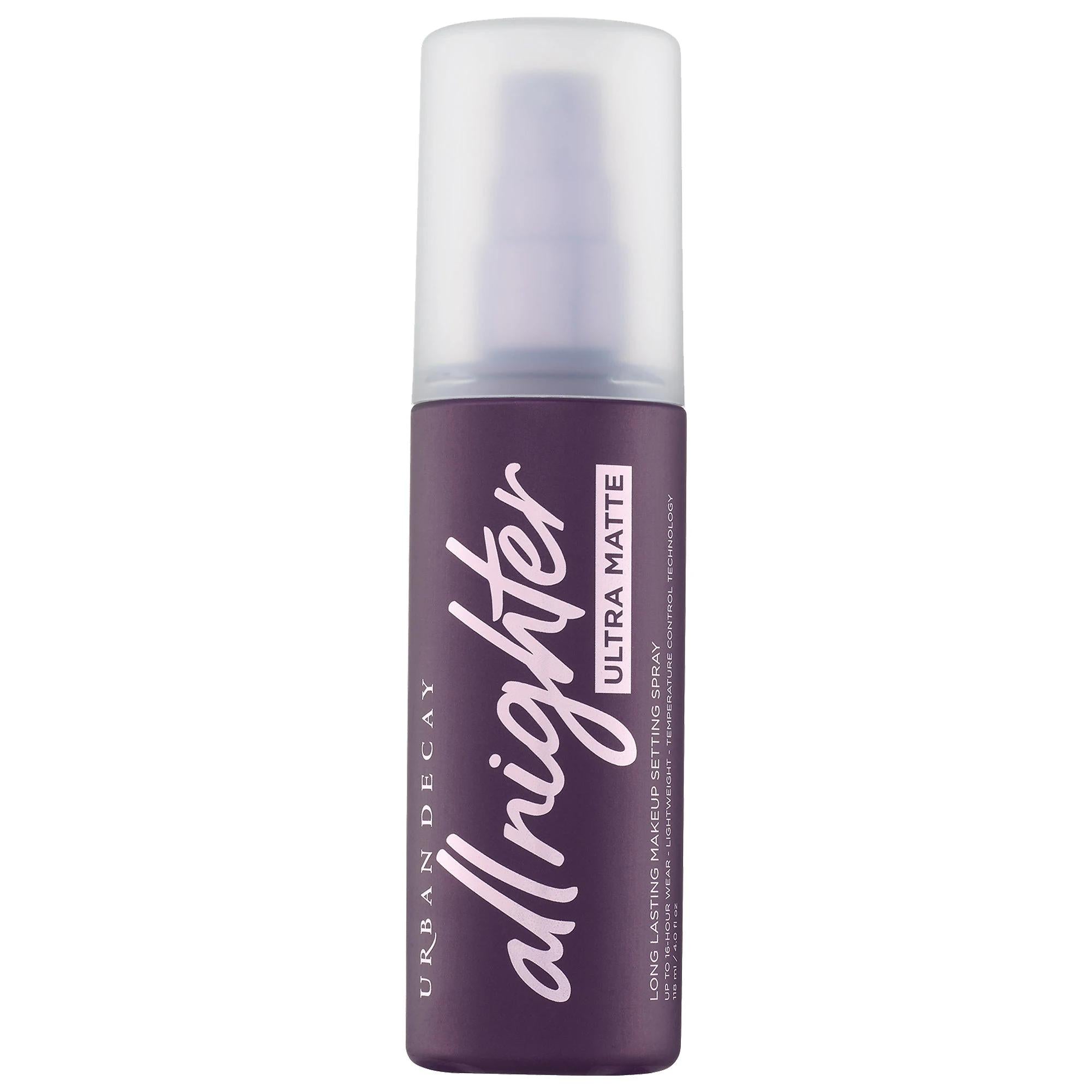 All Nighter Ultra Matte Makeup Setting Spray by Urban Decay - Long-Lasting, Vegan, Cruelty-Free Makeup Fixer Urban Decay All Nighter Ultra Matte Makeup Setting Spray makeup setting spray, matte finish makeup, long-lasting makeup, vegan makeup products, cruelty-free cosmetics, makeup fixer, oil control, shine control, kaolin clay, temperature control technology, urban decay, all nighter, ultra matte