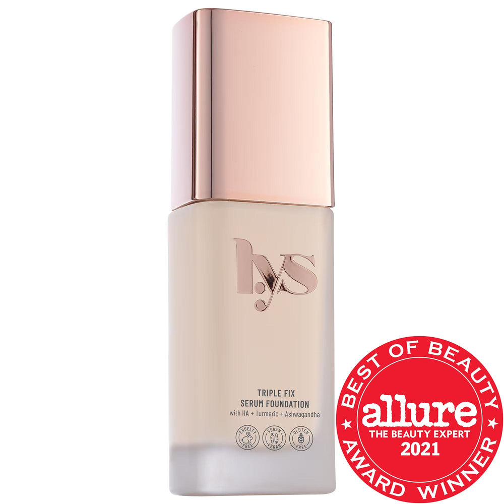 Triple Fix Serum Foundation - Clean Beauty, Vegan, Gluten-Free, Cruelty-Free Serum Foundation for Natural Finish Clean Serum Foundation for Natural Finish serum foundation, clean beauty, skincare-infused makeup, vegan cosmetics, gluten-free foundation, cruelty-free beauty products, natural finish, buildable coverage, ashwagandha, turmeric, hyaluronic acid, eco-friendly packaging, recyclable packaging, liquid foundation, everyday makeup, special occasion makeup