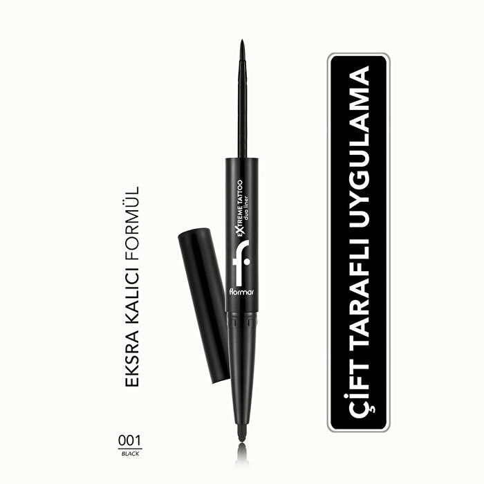 Flormar Extreme Tattoo Duo Eyeliner & Gel Pencil - 001 Black | High Pigment - view 4