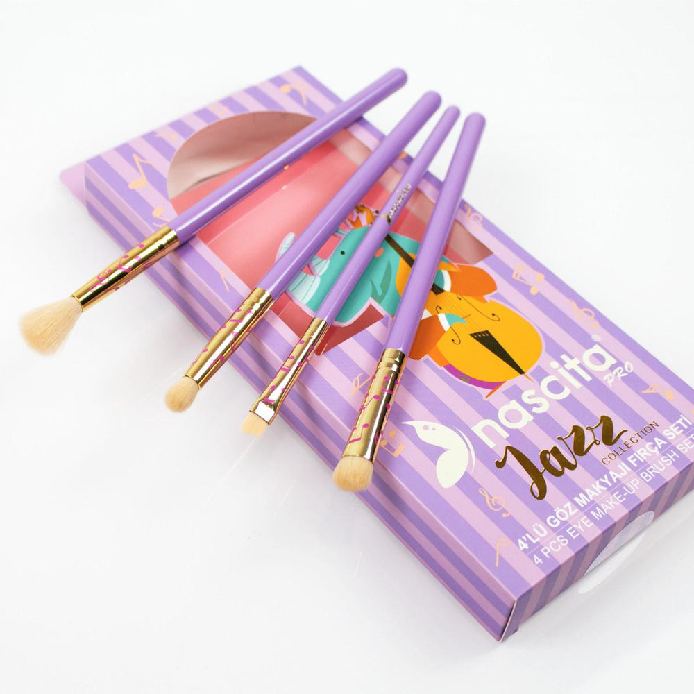 Nascita Jazz Professional 4-Piece Eye Makeup Brush Set - Soft, High-Quality Bristles for Precise Application - Makeup Brush