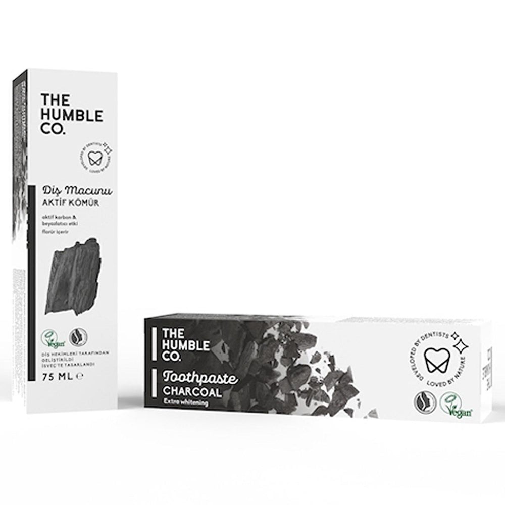 Humble Brush Charcoal Toothpaste 75ml - Natural Whitening, Vegan & Gluten-Free Oral Care - Toothpaste