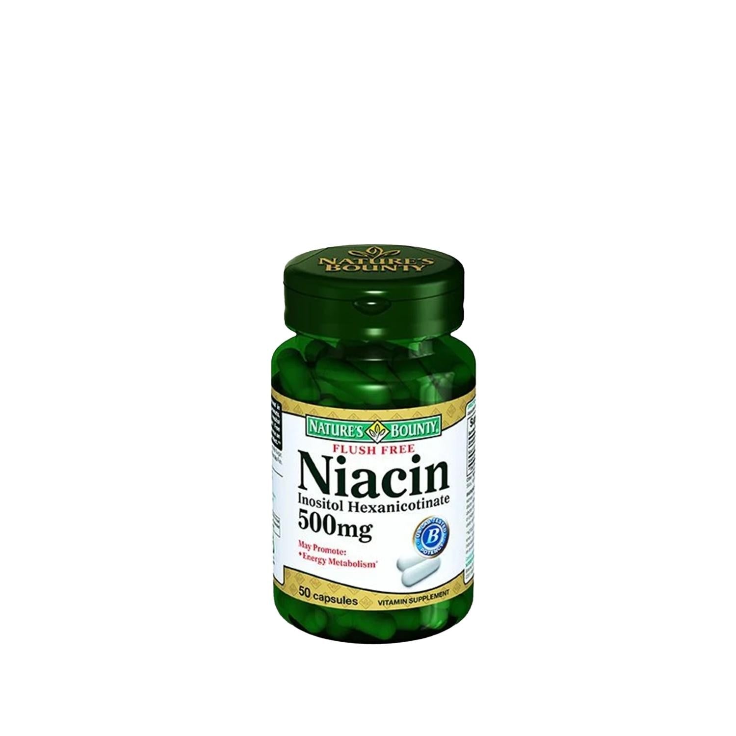 Nature's Bounty Flush Free Niacin 500 mg Dietary Supplement for Cardiovascular Health - 50 Capsules - image 2