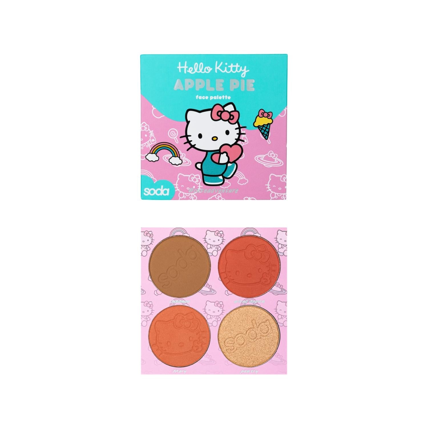 Soda Hello Kitty Apple Pie Makeup Palette - Compact, Portable Cosmetic Face Palette for Young Adults & Fans Soda Hello Kitty Apple Pie Makeup Palette - Compact & Fun Hello Kitty makeup, apple pie face palette, Soda cosmetics, compact makeup palette, collectible makeup, Hello Kitty collectibles, cosmetic face palette, portable makeup, young adult cosmetics, fun makeup products