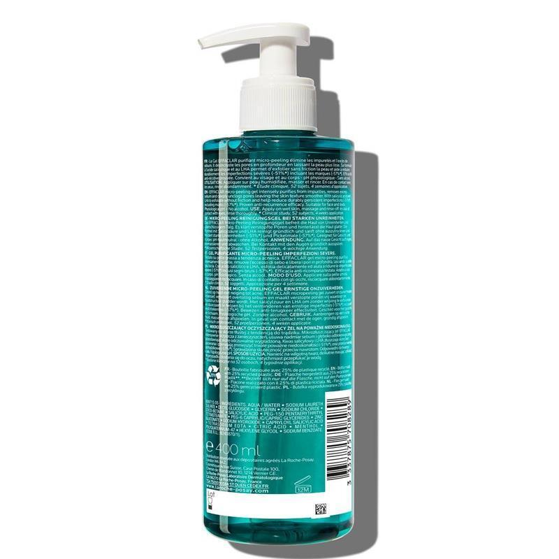 La Roche-Posay Effaclar Micro-Peeling Facial Cleanser - 400ml - Acne Treatment, Gentle Exfoliation for Smoother Skin - image 3