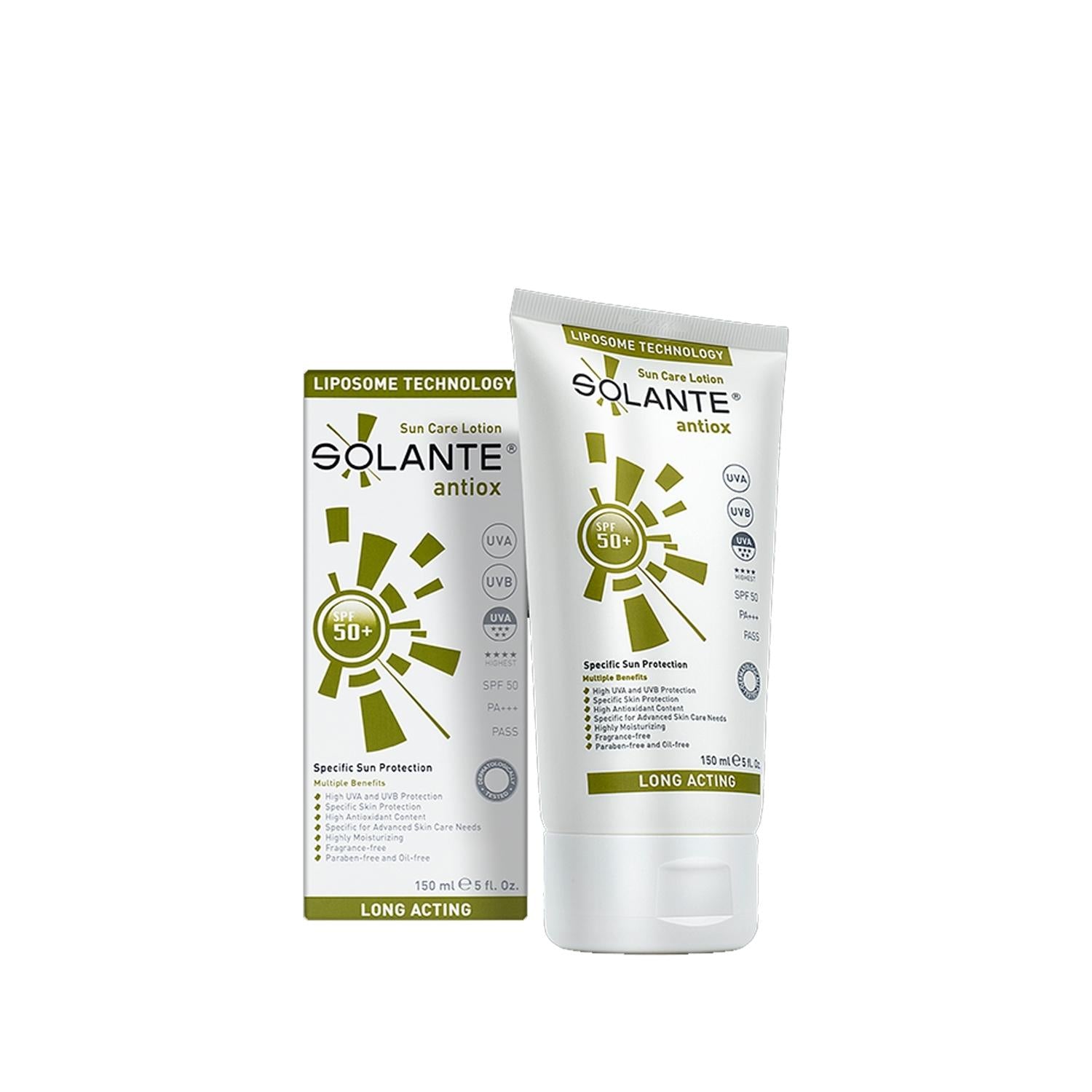Solante Antiox: SPF 50+ Antioxidant Sunscreen Lotion - Broad Spectrum UV Protection, Prevents Sun Damage & Aging (150ml/5.07 fl oz) Solante Antiox SPF 50+ Sunscreen - Antioxidant UV Protection sunscreen SPF 50, antioxidant sunscreen, sun protection lotion, broad spectrum sunscreen, high SPF sunscreen, sunscreen for sensitive skin, Solante sunscreen, SPF 50 lotion, UV protection, sun damage prevention, sunscreen, SPF, antioxidant, lotion, UV protection, UVA, UVB, skin care, sensitive skin, sunblock, sun prot