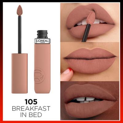 loreal-paris-infaillible-liquid-lipstick-105-breakfast-in-bed, swatch-of-loreal-paris-infaillible-liquid-lipstick-105, model-wearing-loreal-paris-infaillible-liquid-lipstick-105 L'Oreal Paris Infaillible Matte Resistance Liquid Lipstick - 105 Breakfast In Bed L'Oreal Paris Infaillible Matte Liquid Lipstick 105 loreal-paris, liquid-lipstick, matte-lipstick, makeup, long-lasting, hydrating, transfer-resistant, powdery-matte, ai-generated, 105-breakfast-in-bed