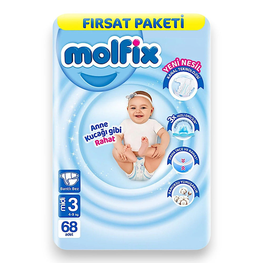 Molfix Size 3 Baby Diapers for 4-9 kg 68 Count