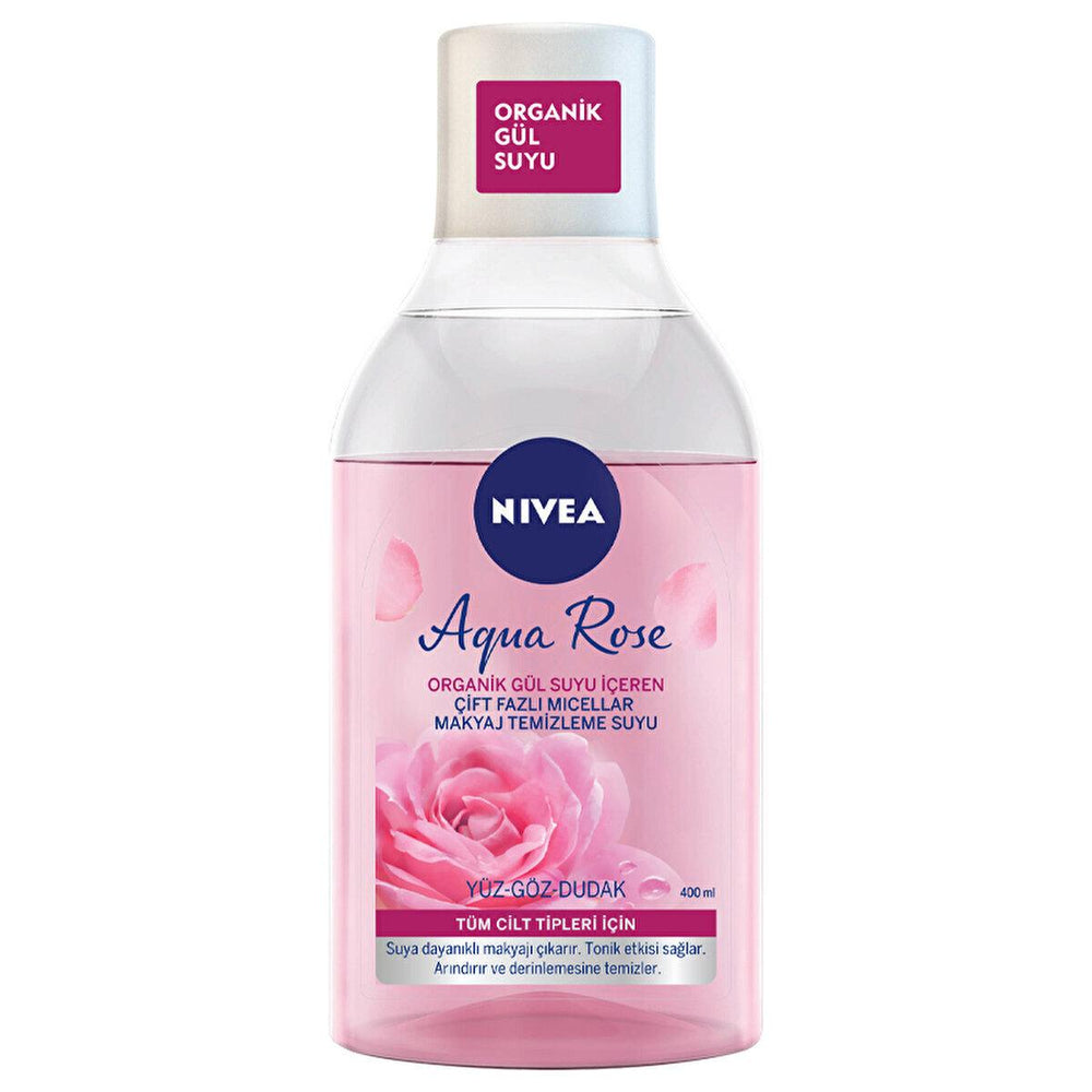 NIVEA Aqua Rose Micellar Makeup Remover - Gentle & Effective Dual-Phase Formula (13.53 fl oz) - view 2