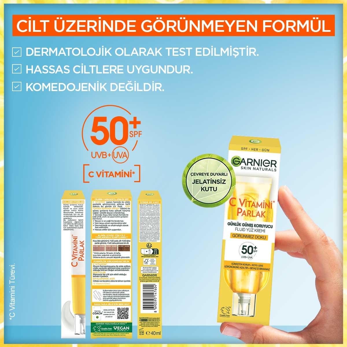 Garnier Daily Sunscreen Face Cream SPF50+ - Vitamin C Enriched, Vegan, Dermatologically Tested - 1.35 fl oz Garnier SPF50+ Daily Sunscreen Face Cream - Vitamin C &amp; Vegan daily sunscreen, face cream with SPF50+, Vitamin C face cream, vegan skincare, dermatologically tested sunscreen, sun protection, brightening skincare, lightweight face cream, invisible texture, cruelty-free cosmetics, sensitive skin products, skincare essentials