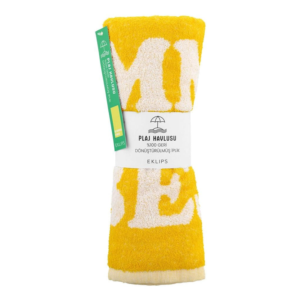 Eklips Summer Vibes Yellow Round Beach Towel