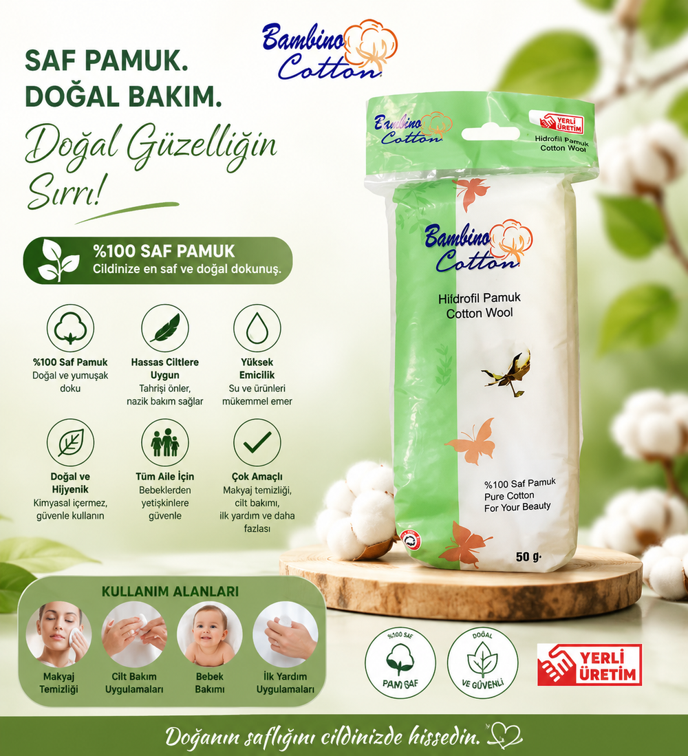 Bambino Cotton Hydrophilic Cotton Pads for Gentle Daily Cleansing