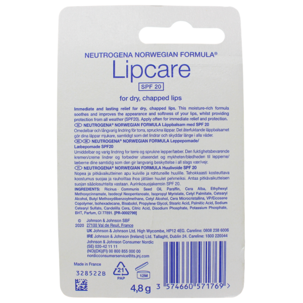 Neutrogena Lip Care SPF 20 back