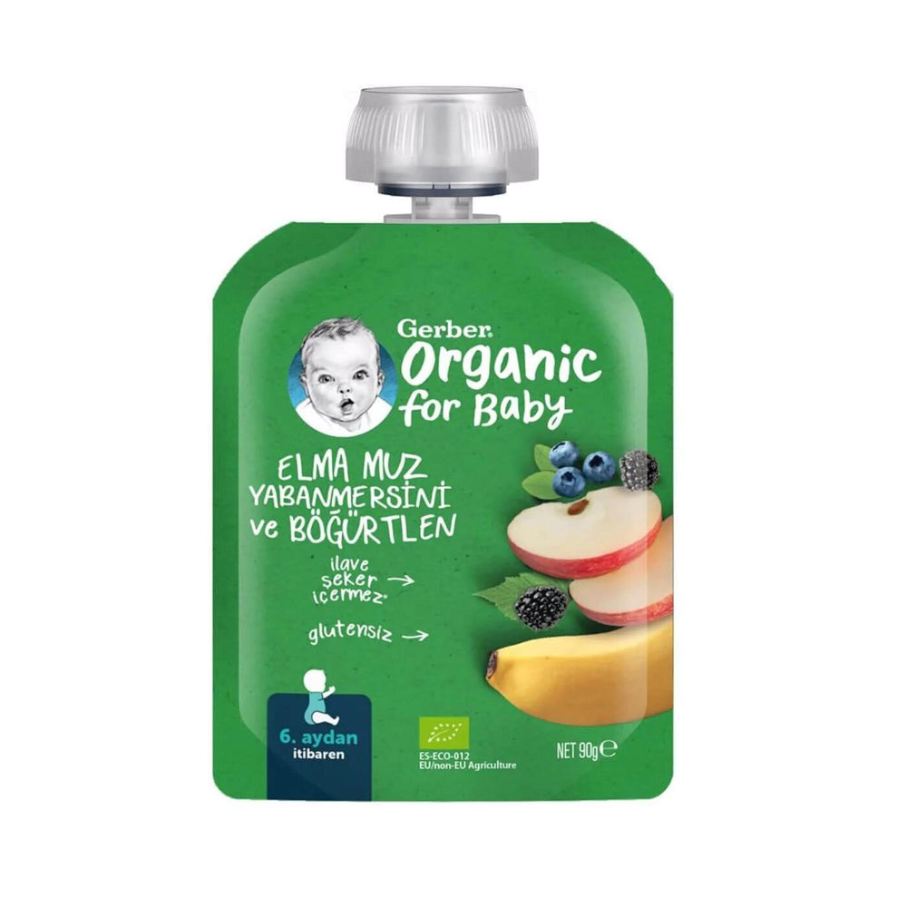 Gerber Organic Banana Blueberry Blackberry Apple Puree 90g