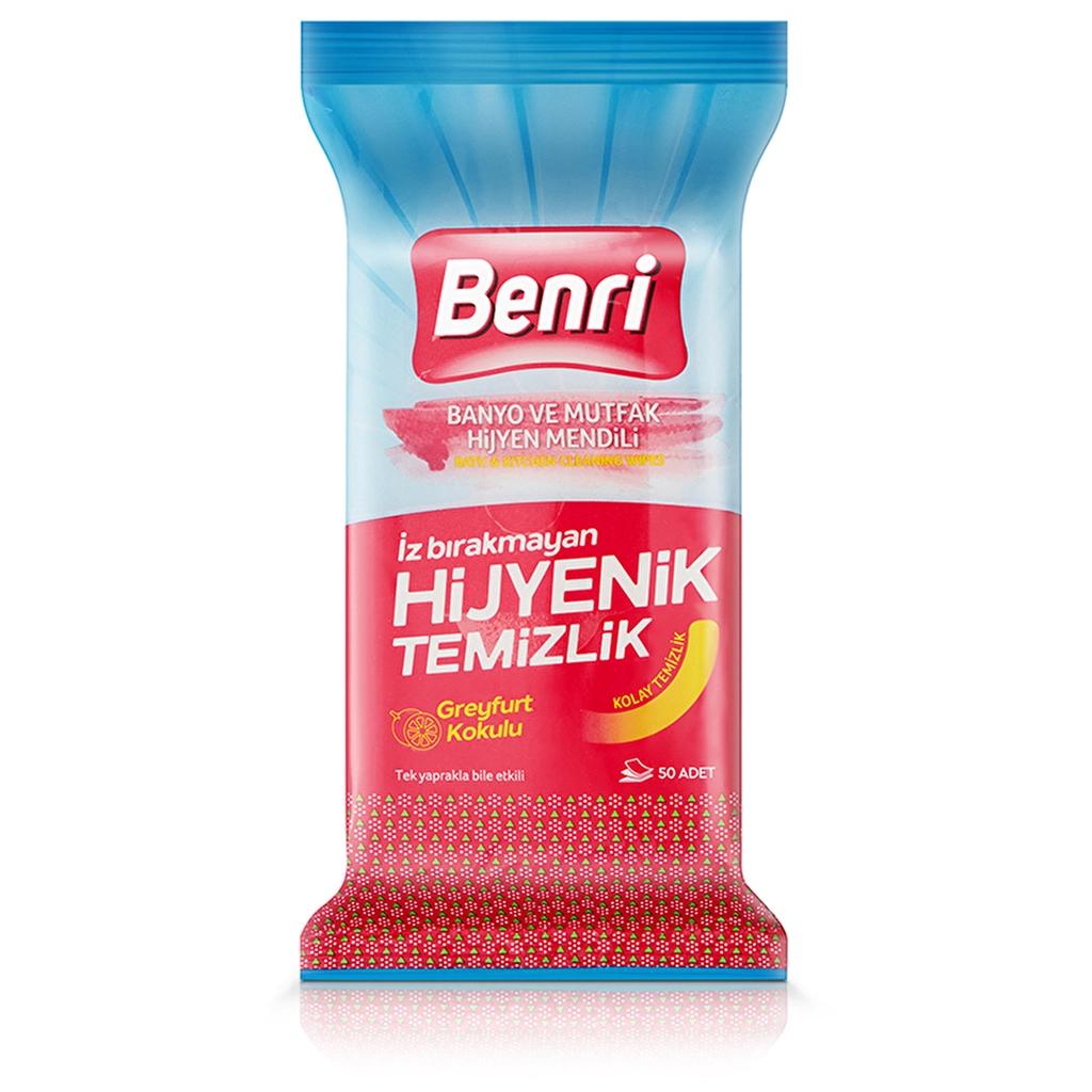 Benri Bath &amp; Kitchen Hygiene Wipes 50 Count