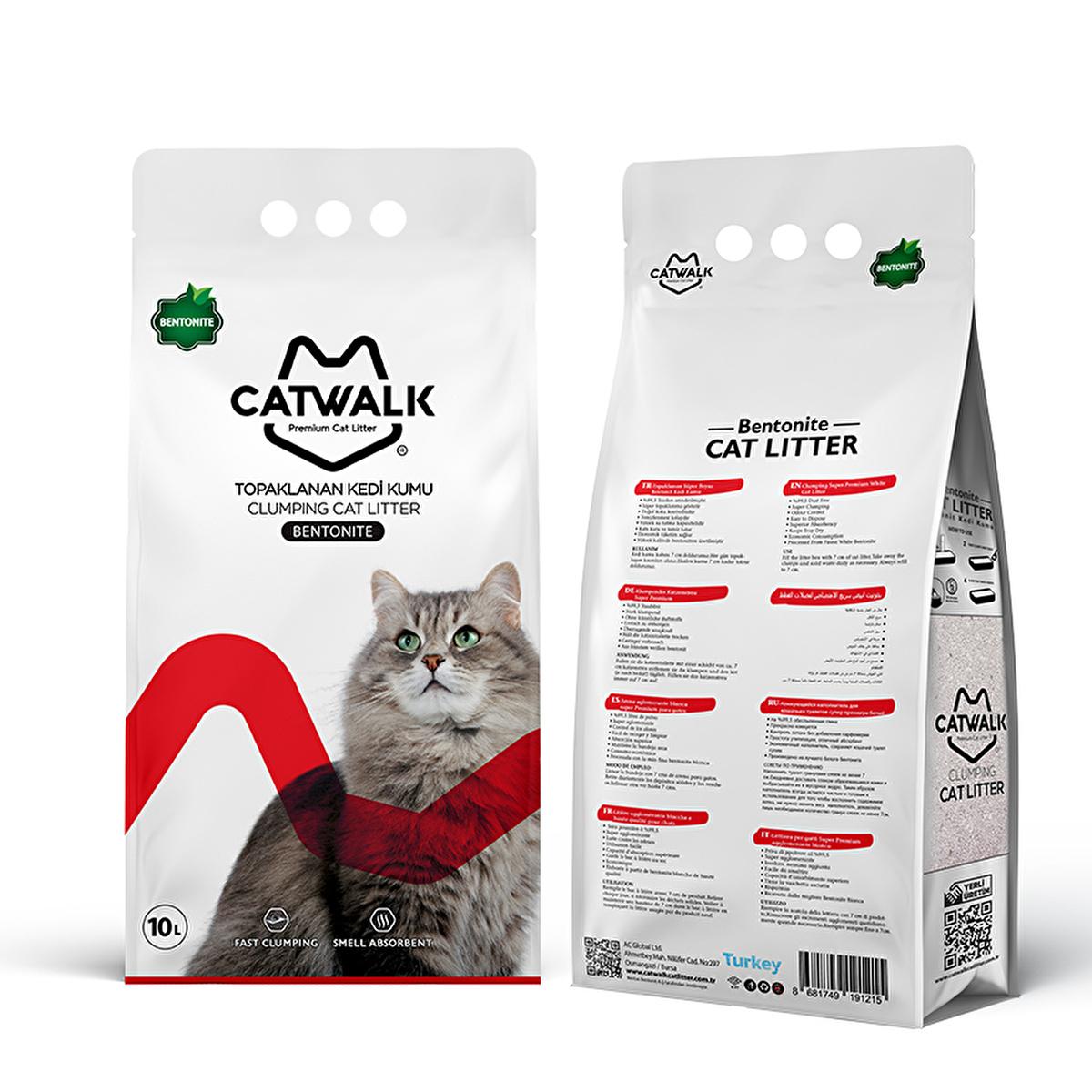 Catwalk Natural Bentonite Cat Litter - Anti-Stress, Odor Control, Non-Toxic, 10L Natural Bentonite Cat Litter - Anti-Stress &amp; Odor Control natural cat litter, bentonite cat litter, anti-stress cat litter, odor control cat litter, non-toxic cat litter, cat litter, pet care, natural pet products, cat health, hygiene for cats, stress-free cat litter