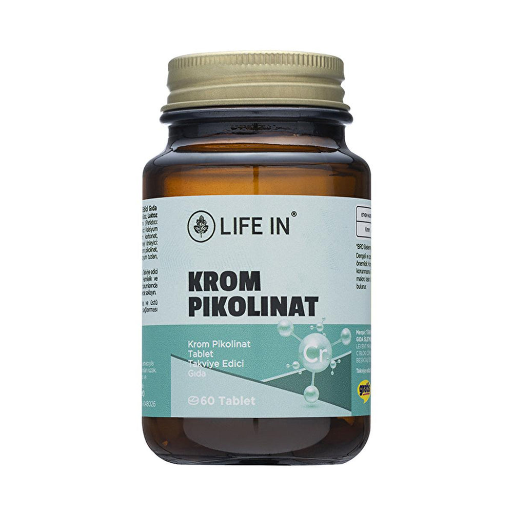 Life In Krom Pikolinat Chromium Picolinate Supplement for Macro Nutrient Metabolism - 60 Tablets Life In Krom Pikolinat - Chromium Picolinate Supplement Chromium Picolinate supplement, Dietary supplement for macro nutrient metabolism, Krom Pikolinat 60 Tablet, Life In Krom Pikolinat, Nutritional supplement for adults and children over 11, dietary supplement, nutritional supplement, health supplement, chromium picolinate, macro nutrient metabolism, family supplementation, health and wellness