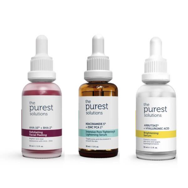 The Purest Solutions Skincare Set - Exfoliating, Pore Tightening & Brightening Serum with AHA, BHA, - Makeup Primer