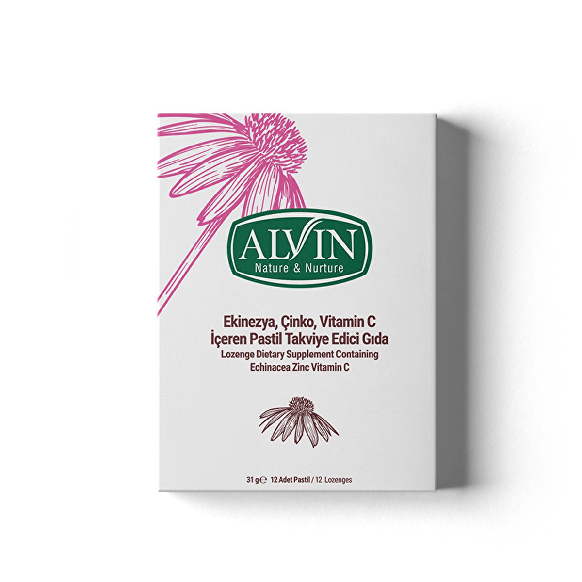 Alvin - Echinacea, Zinc, and Vitamin C Dietary Supplement Lozenges for Immune System Support - 12 Count Alvin Echinacea, Zinc &amp; Vitamin C Lozenges - Immune Support dietary supplement lozenges, immune system support, Echinacea supplement, Zinc lozenges, Vitamin C supplement, natural immune booster, health supplements, wellness products, cold and flu season, throat soothers, Echinacea, Zinc, Vitamin C, natural health remedies, immune health
