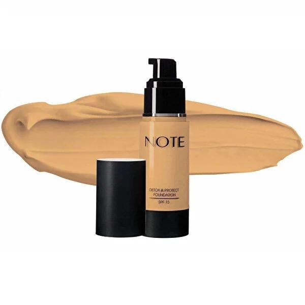 Note Detox & Protect Liquid Foundation - SPF 15 Sand Shade - Dermatologically Tested, All Skin Types - Full Coverage, Even Skin Tone Note Liquid Foundation SPF 15 - Flawless Coverage! Note foundation, liquid foundation, foundation makeup, SPF 15 foundation, dermatologically tested foundation, foundation for all skin types, detox foundation, protect foundation, sand foundation, Note Fondöten No:04 Sand, makeup, sun protection, all skin types, quick-drying, concealing, silky texture, even skin tone, flawless 