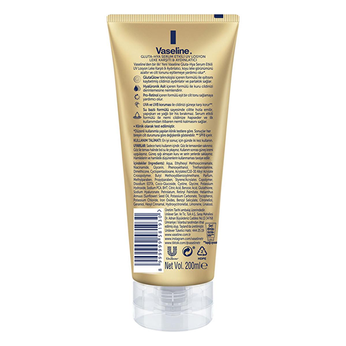 Vaseline Gluta-Hya Serum UV Protective Hydrating Body Lotion - Brightening, Non-Greasy Moisturizer with GlutaGlow Technology Vaseline Gluta-Hya Serum UV Body Lotion - Hydrating &amp; Brightening Vaseline Gluta-Hya Serum, UV protective lotion, Hydrating body serum, Brightening skin care, Non-greasy moisturizer, GlutaGlow technology, Hyaluronic Acid, Pro-Retinol, UVA protection, UVB protection, Serum-effective moisturizer, Body lotion for dry skin, Skin brightening products, Moisturizer with sun protection, Daily