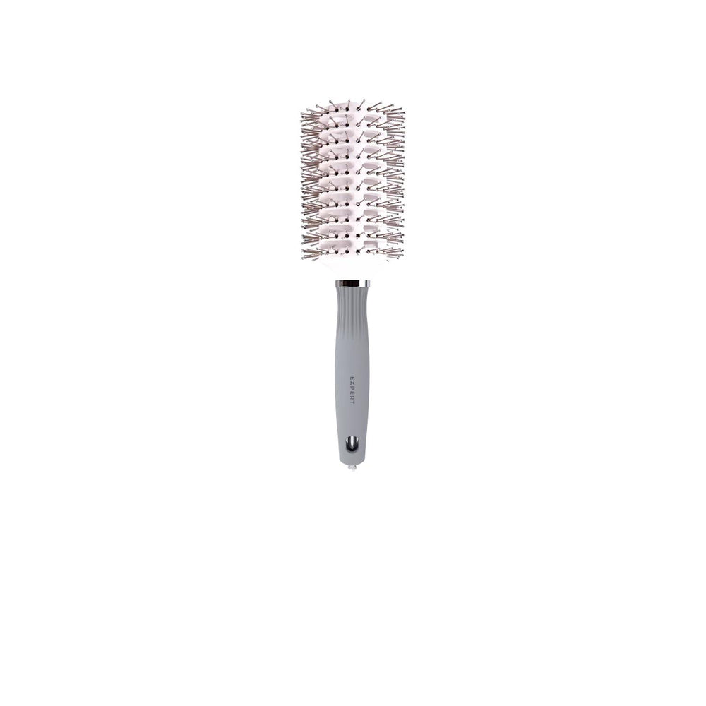Olivia Garden Expert Blowout Vent Double Bristles Hair Styling Brush for Professional Blow-Drying - 45mm, White & Grey Olivia Garden Expert Blowout Brush - 45mm Vent Design hair styling brush, blowout brush, Olivia Garden, professional hair tools, vent brush for blow drying, hair care, styling tools, beauty essentials, salon quality, blow-drying, double bristles, 45mm vent brush