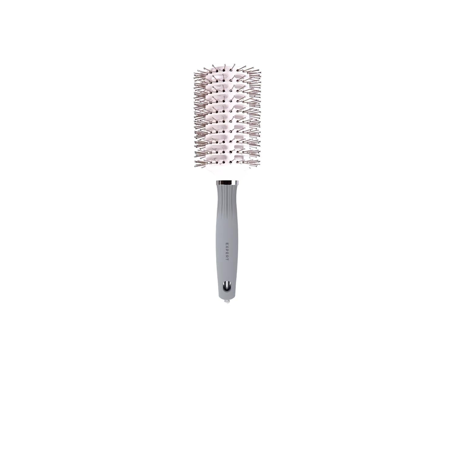 Olivia Garden Expert Blowout Vent Double Bristles Hair Styling Brush for Professional Blow-Drying - 45mm, White & Grey Olivia Garden Expert Blowout Brush - 45mm Vent Design hair styling brush, blowout brush, Olivia Garden, professional hair tools, vent brush for blow drying, hair care, styling tools, beauty essentials, salon quality, blow-drying, double bristles, 45mm vent brush