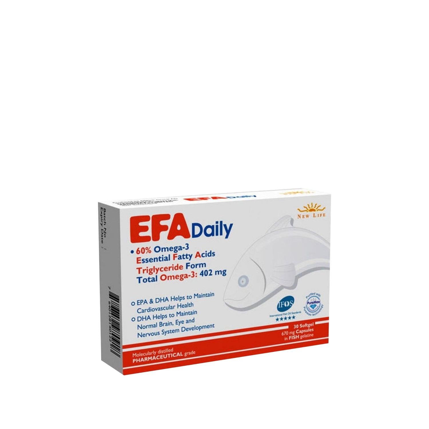 New Life Dietary Supplement EFA Daily - Essential Fatty Acids for Overall Health & Wellness - 30 Capsules New Life EFA Daily - Essential Fatty Acids Supplement Dietary Supplement, Essential Fatty Acids, Health and Wellness, Daily Supplement, EFA Supplement, Nutritional Support, Heart Health, Brain Function, Wellness Products, Healthy Lifestyle, Supplement for Adults, Nutritional Balance, Easy to Consume, Convenience, Overall Well-being