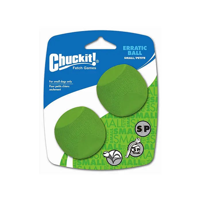 Chuckit Erratic Ball Durable Natural Rubber Dog Toy Small 2-Pack