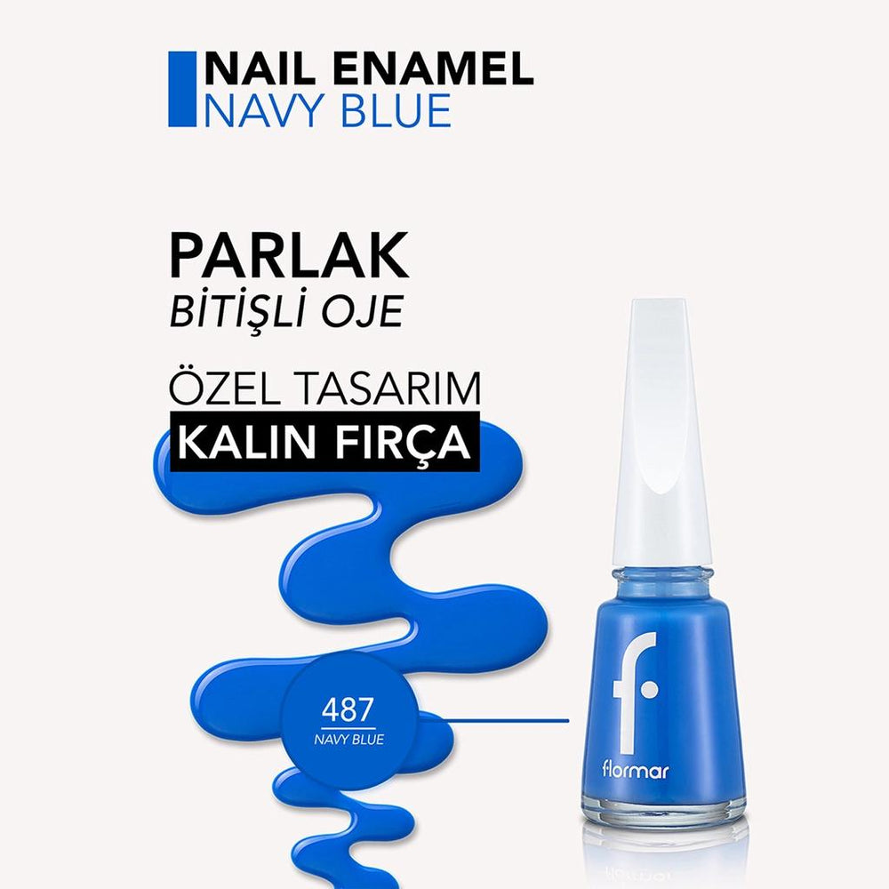 Flormar Nail Enamel High-Pigment Nail Polish 487 Navy Blue 11ml