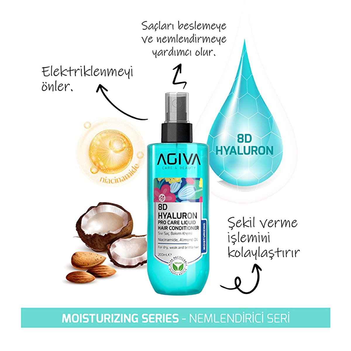 Agiva 8D Hyaluron Hair Care Set: Intense Hydration, Detangling Leave-In Conditioner - Dry & Damaged Hair Repair Agiva Hyaluron Hair Set: Hydrate & Repair Dry, Damaged Hair hair care set, hyaluron shampoo, leave-in hair conditioner, dry hair treatment, damaged hair repair, moisturizing hair products, hair detangler, hair shine enhancer, daily hair care routine, hair hydration, dry hair, damaged hair, brittle hair, hair moisturizing, hair nourishment, hair detangling, shampoo, conditioner, leave-in conditione