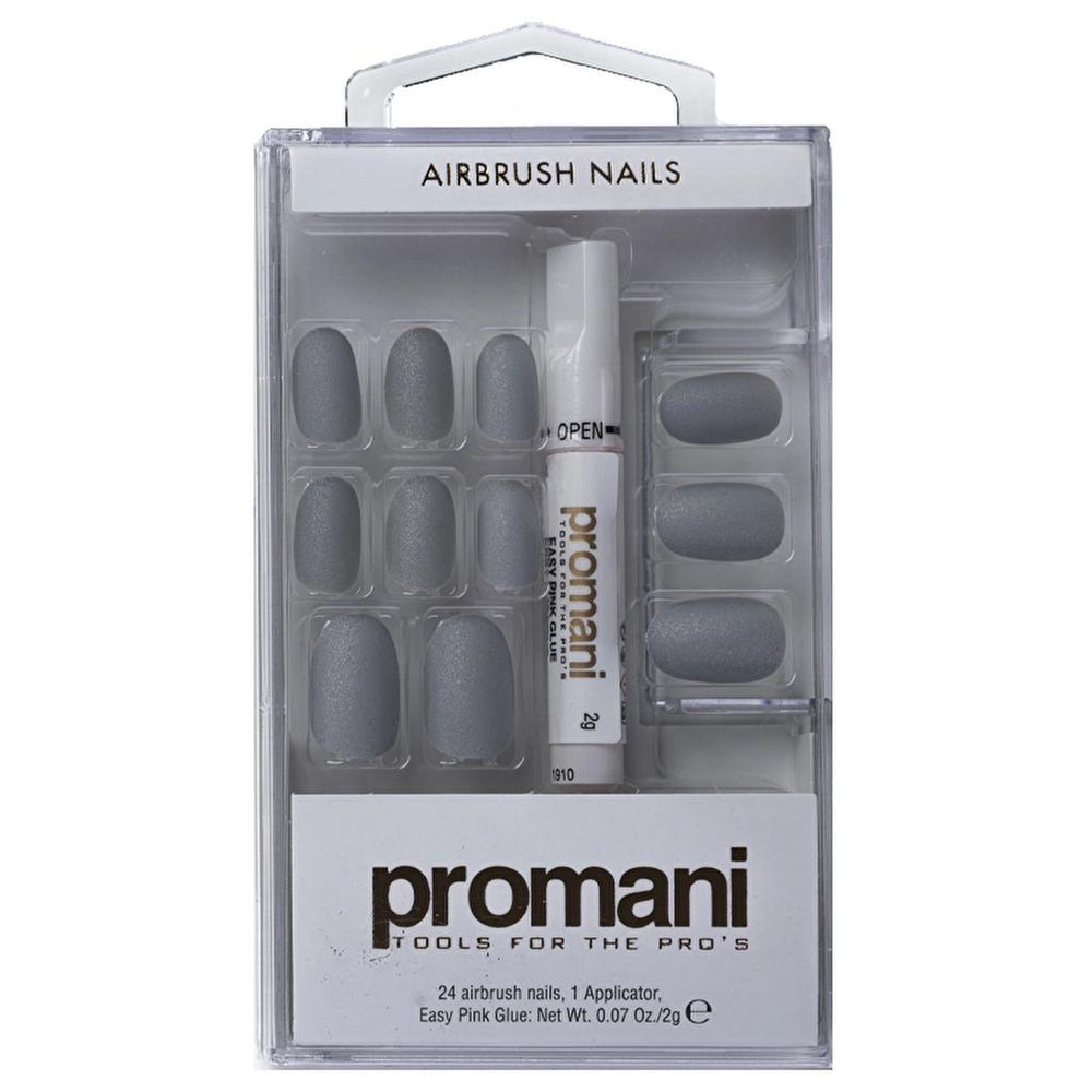 Promani Matte Anthracite Grey False Nails Kit 24 pcs