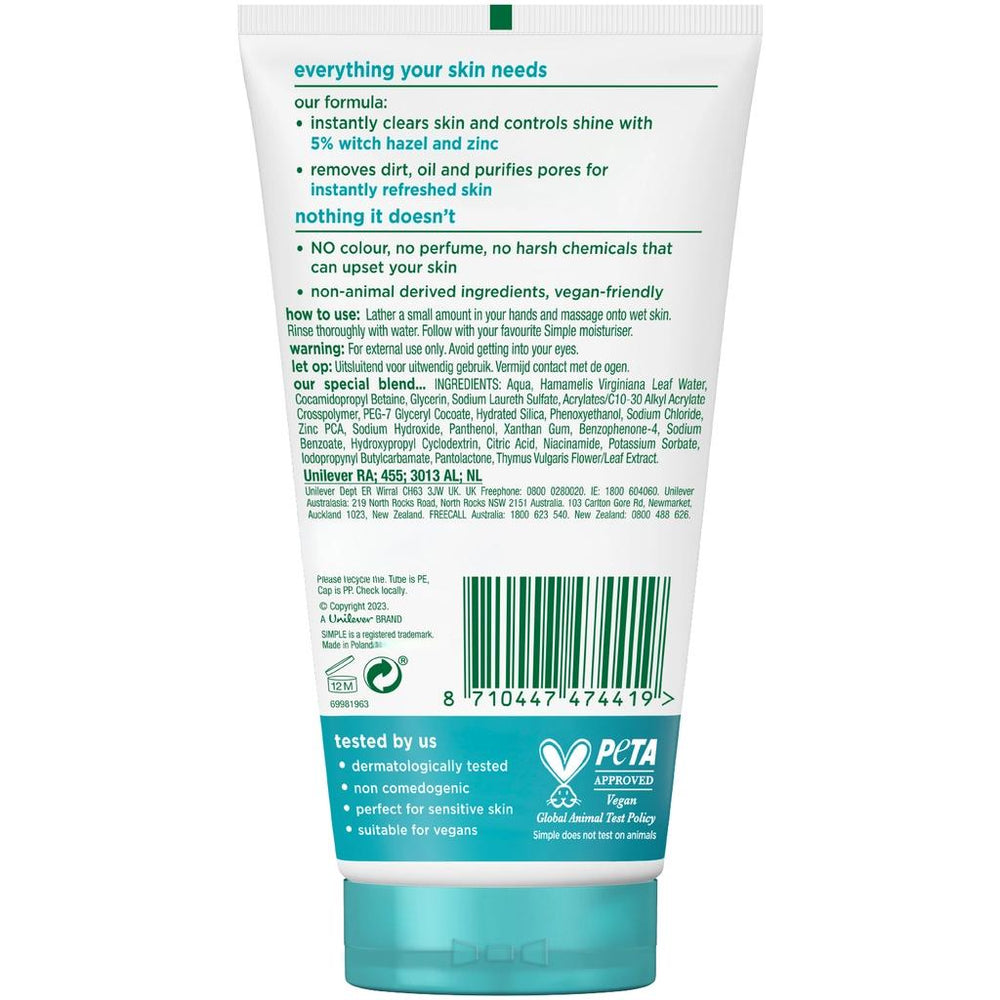 Simple Daily Skin Detox Purifying Face Wash Gel 150 ml