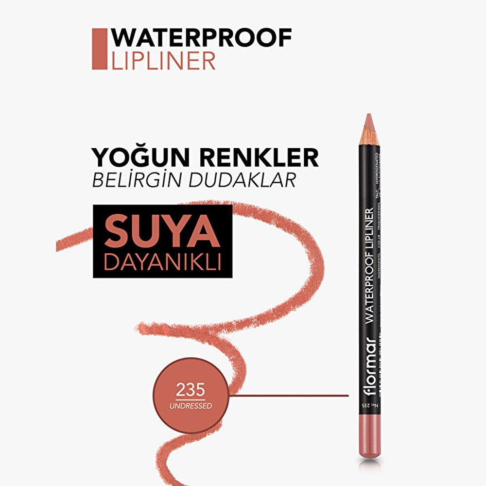 Flormar Waterproof Mat Lip Liner - Long-Lasting, High Pigment, Vitamin Enriched - 235 Undressed - view 4