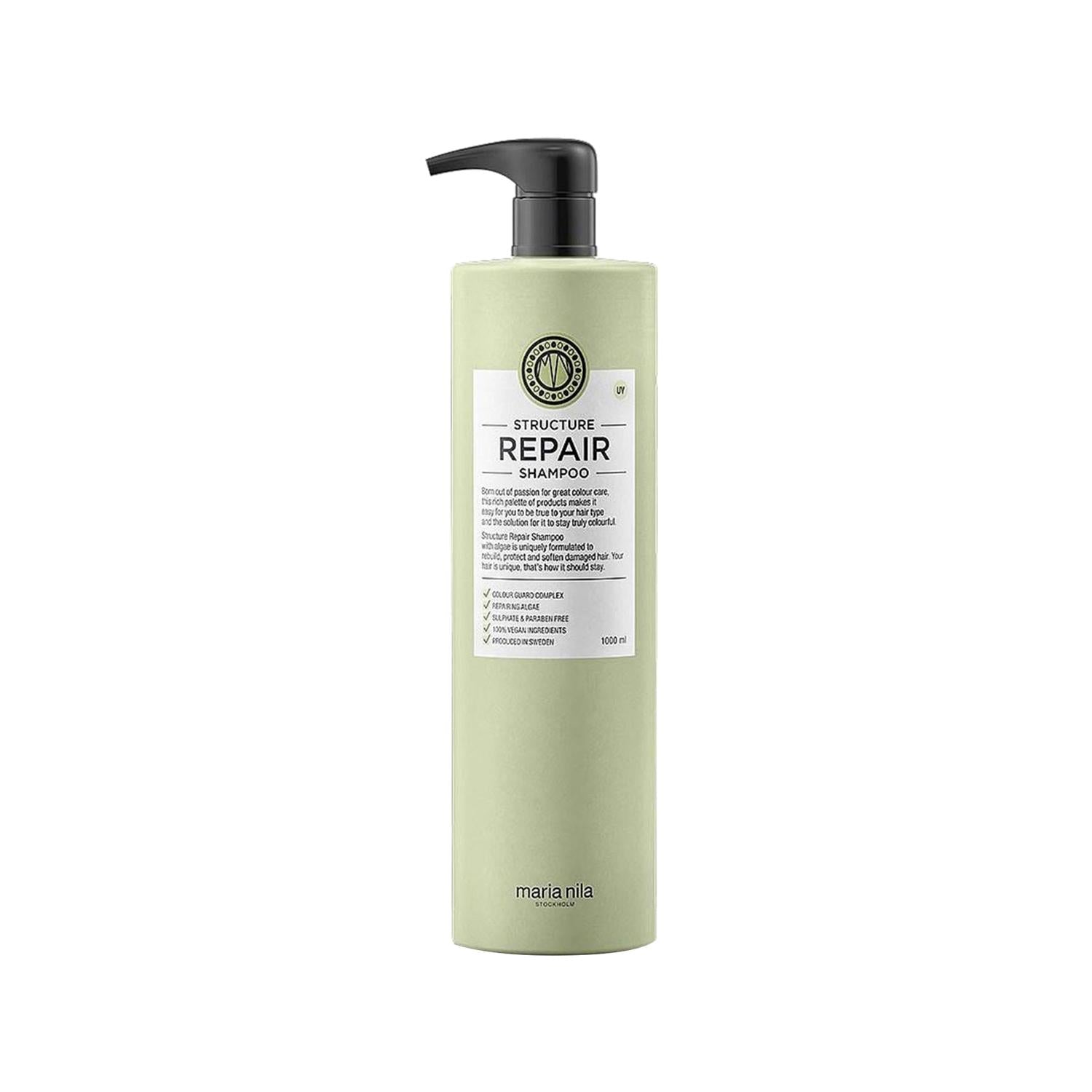 Maria Nila Sulfate-Free Repair Shampoo for Damaged Hair - 1000ml Maria Nila Sulfate-Free Shampoo for Damaged Hair sulfate-free shampoo, repairing shampoo, Maria Nila, large volume shampoo, damaged hair care, hair repair, gentle shampoo, color-treated hair care, long-lasting hair care, sulfate-free hair care, hair health, hair integrity, manageability, breakage reduction, healthy hair, vibrant hair