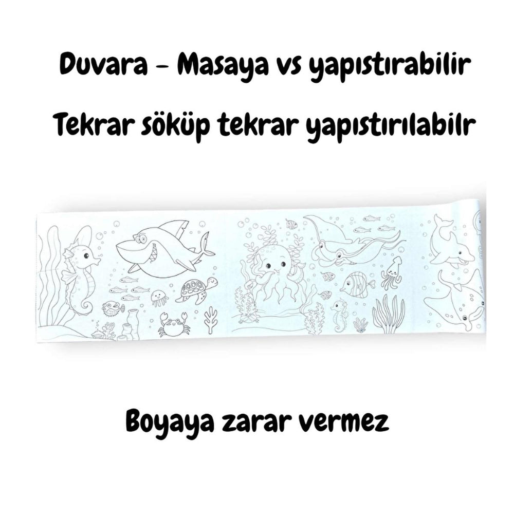 Lino - Reusable Sticky Sea World Coloring Roll for Kids, Educational & Fun Creative Play, 33.86 x 7.87 inches - Toy