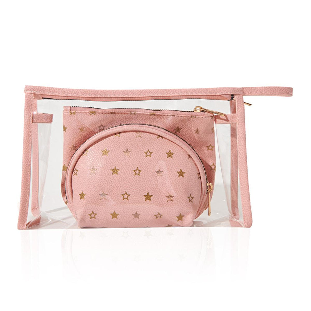 Eklips 3-Piece Handbag Set - PVC Clear Outer Bag with Faux Leather Inner Bags - view 2