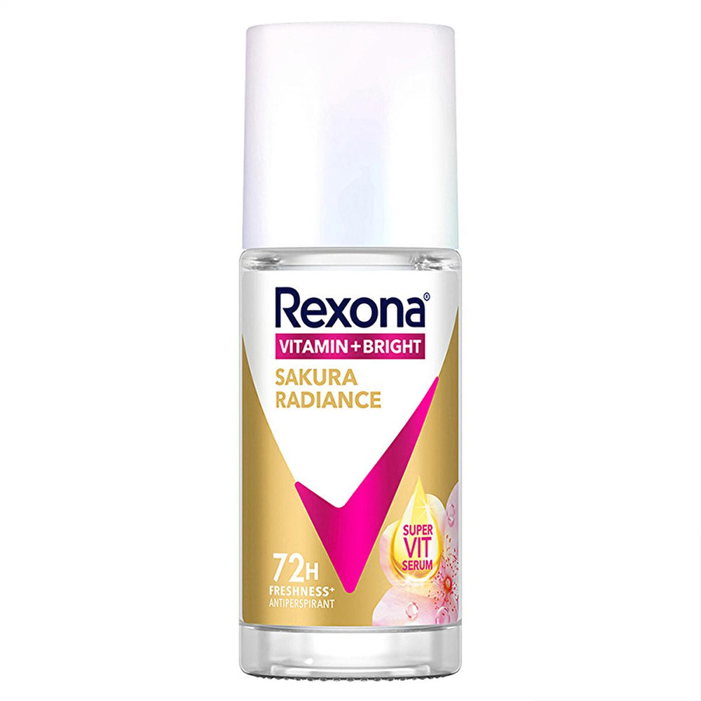 Rexona Vitamin + Bright Roll-On Deodorant for Women - 72 Hour Protection, Sustainable Glass Packaging - Deodorant