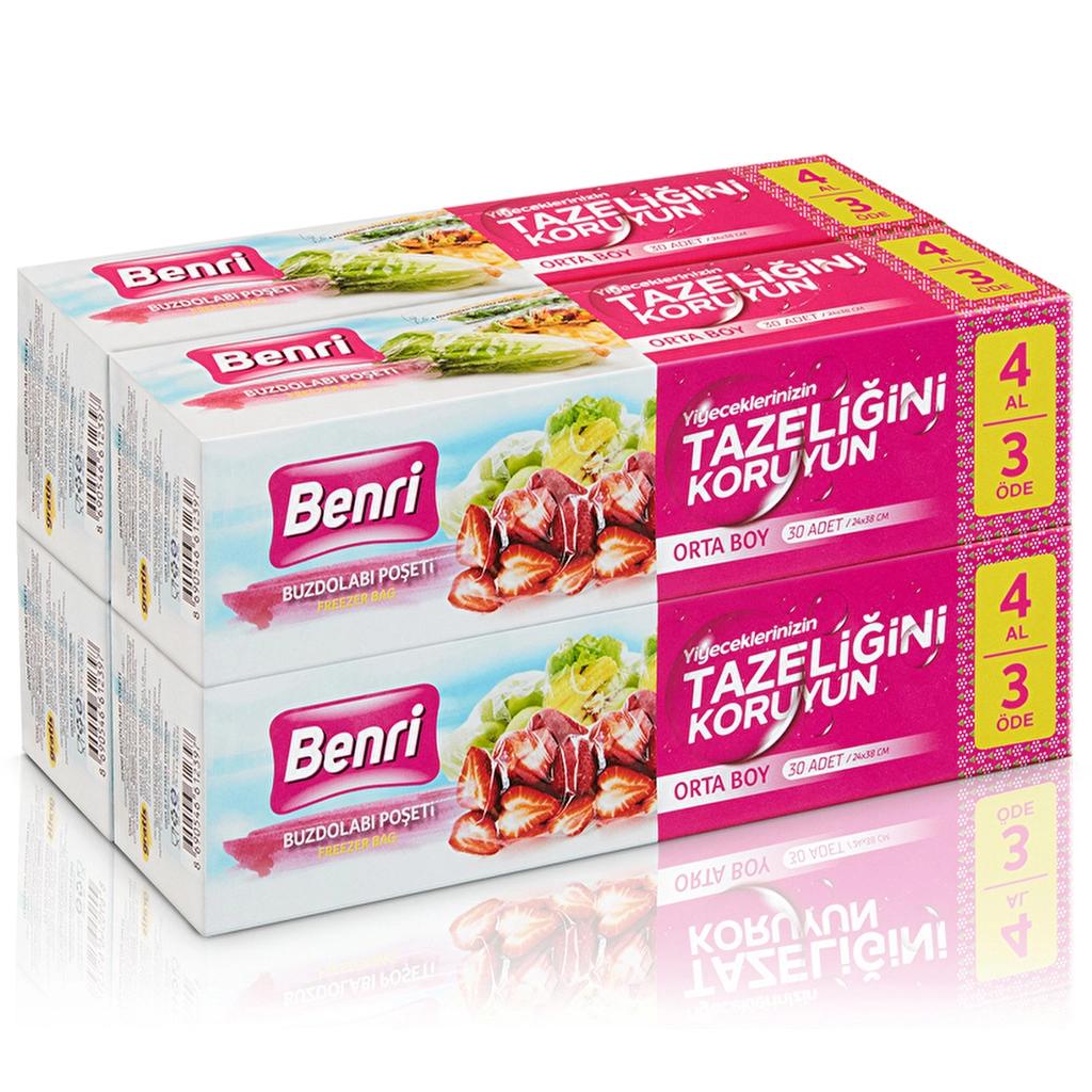 Benri Medium Food Storage Bags for Freshness 4 x 30 Pack