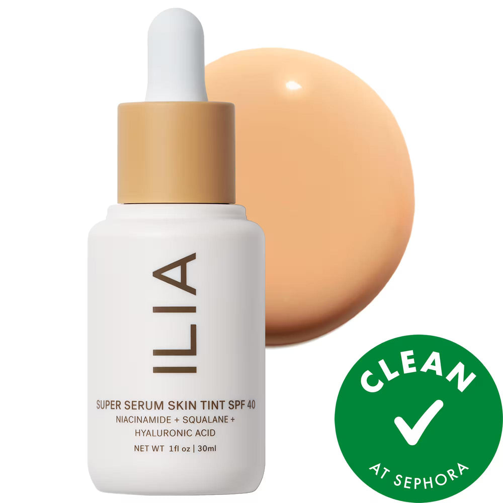ILIA Super Serum Skin Tint SPF 40: Hydrating Foundation with Hyaluronic Acid & Squalane - Dewy Coverage, Clean Beauty ILIA Tinted Serum SPF 40: Dewy, Light Coverage Foundation tinted serum foundation, SPF 40 foundation, vegan skin tint, hyaluronic acid foundation, niacinamide serum, dewy finish foundation, clean beauty foundation, light coverage foundation, squalane skin tint, cruelty-free foundation, tinted serum, SPF foundation, vegan tint, hyaluronic acid, niacinamide, dewy finish, clean beauty, light co