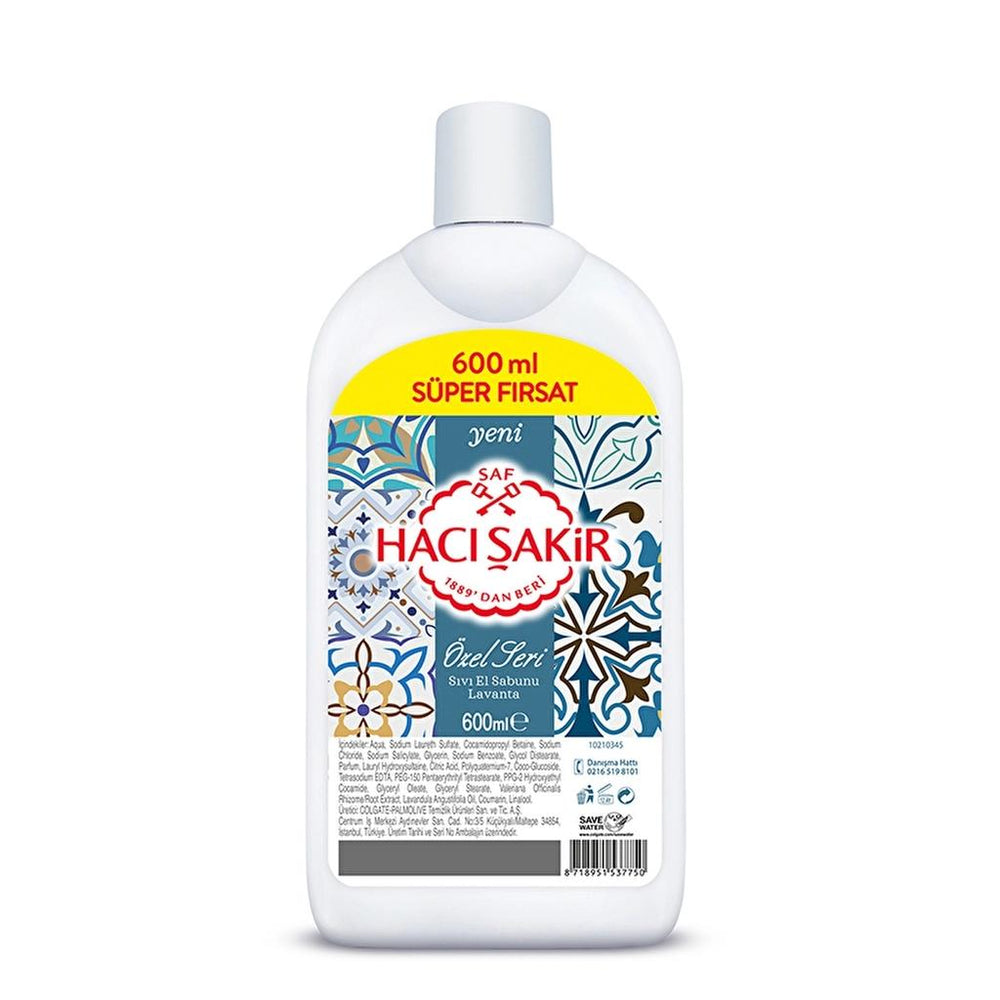 Haci Sakir Lavender Liquid Hand Soap for Gentle Cleansing 600 ml